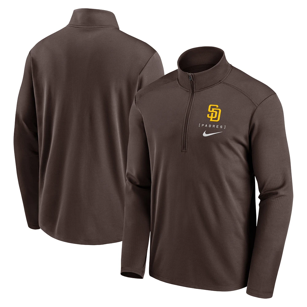 Haut à demi-zip Nike marron San Diego Padres Franchise Logo Pacer Performance pour homme