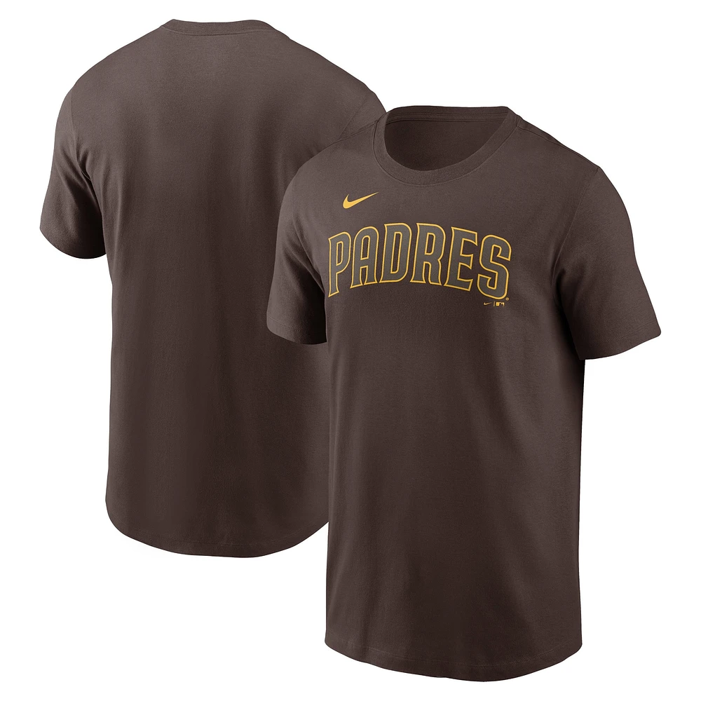 T-shirt Nike marron pour hommes des San Diego Padres Fuse Wordmark