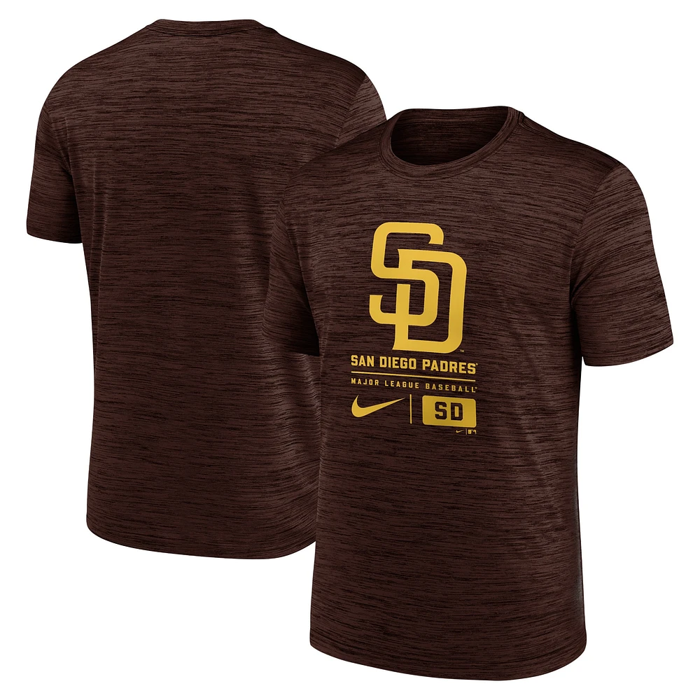 T-shirt Nike marron San Diego Padres avec grand logo Velocity pour homme