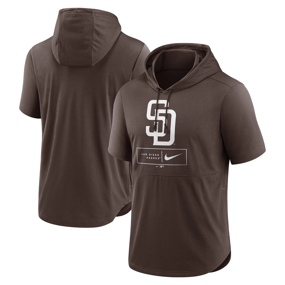 Men's Nike Brown San Diego Padres Lockup Performance Short Sleeve Lightweight Hooded Top