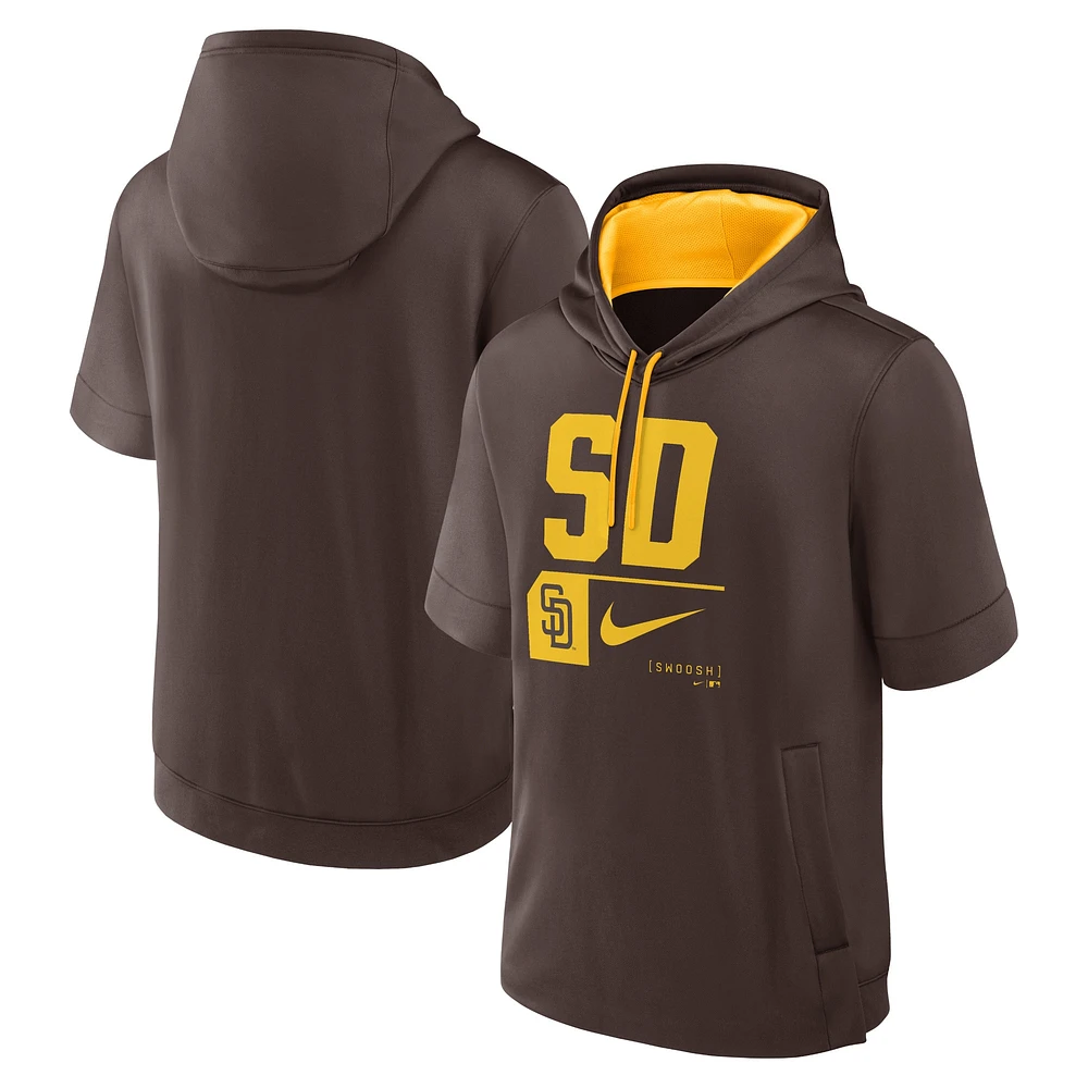 Sweat à capuche manches courtes Nike marron San Diego Padres Tri-Code Lockup pour hommes