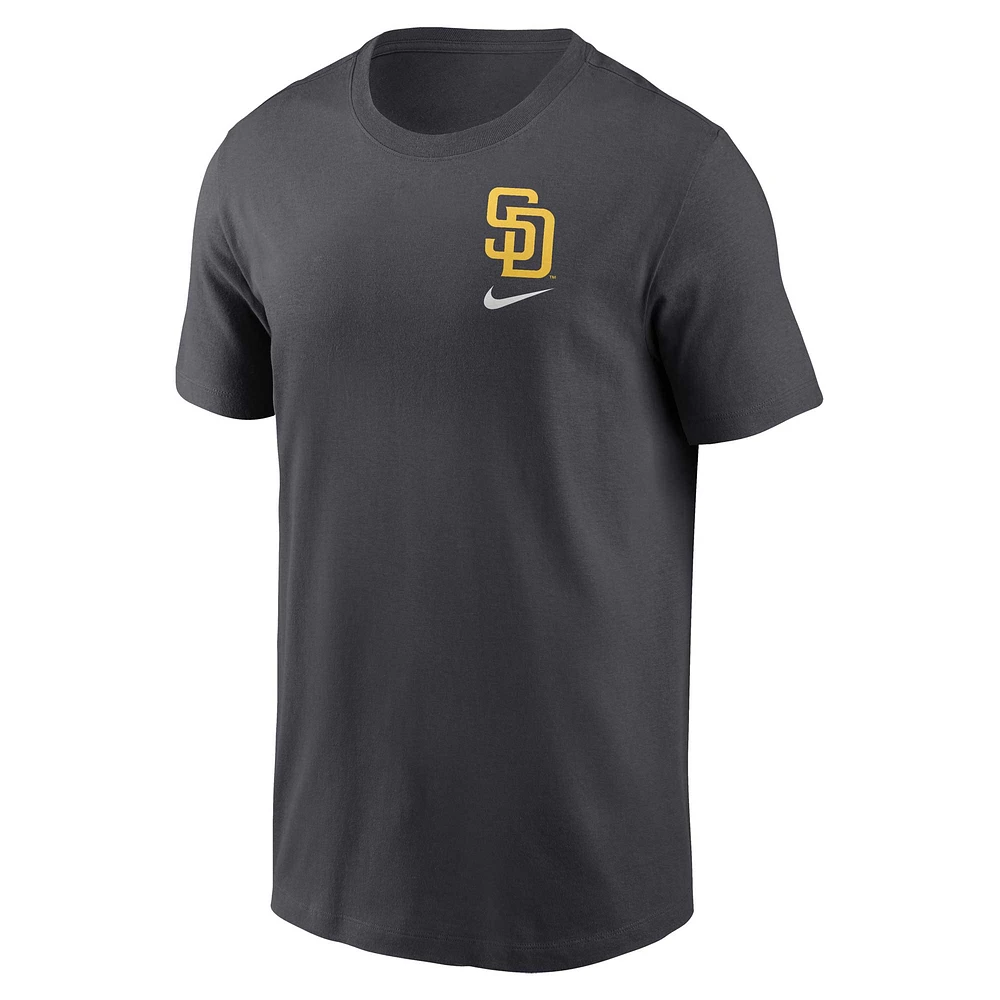 T-shirt Nike Charcoal San Diego Padres avec logo Sketch Bar pour homme