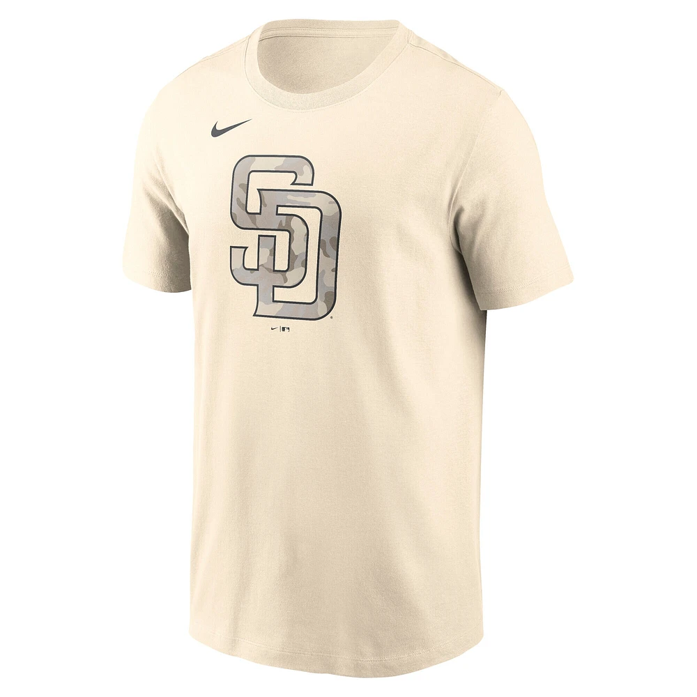 Men's Nike Cream San Diego Padres Camo Logo T-Shirt