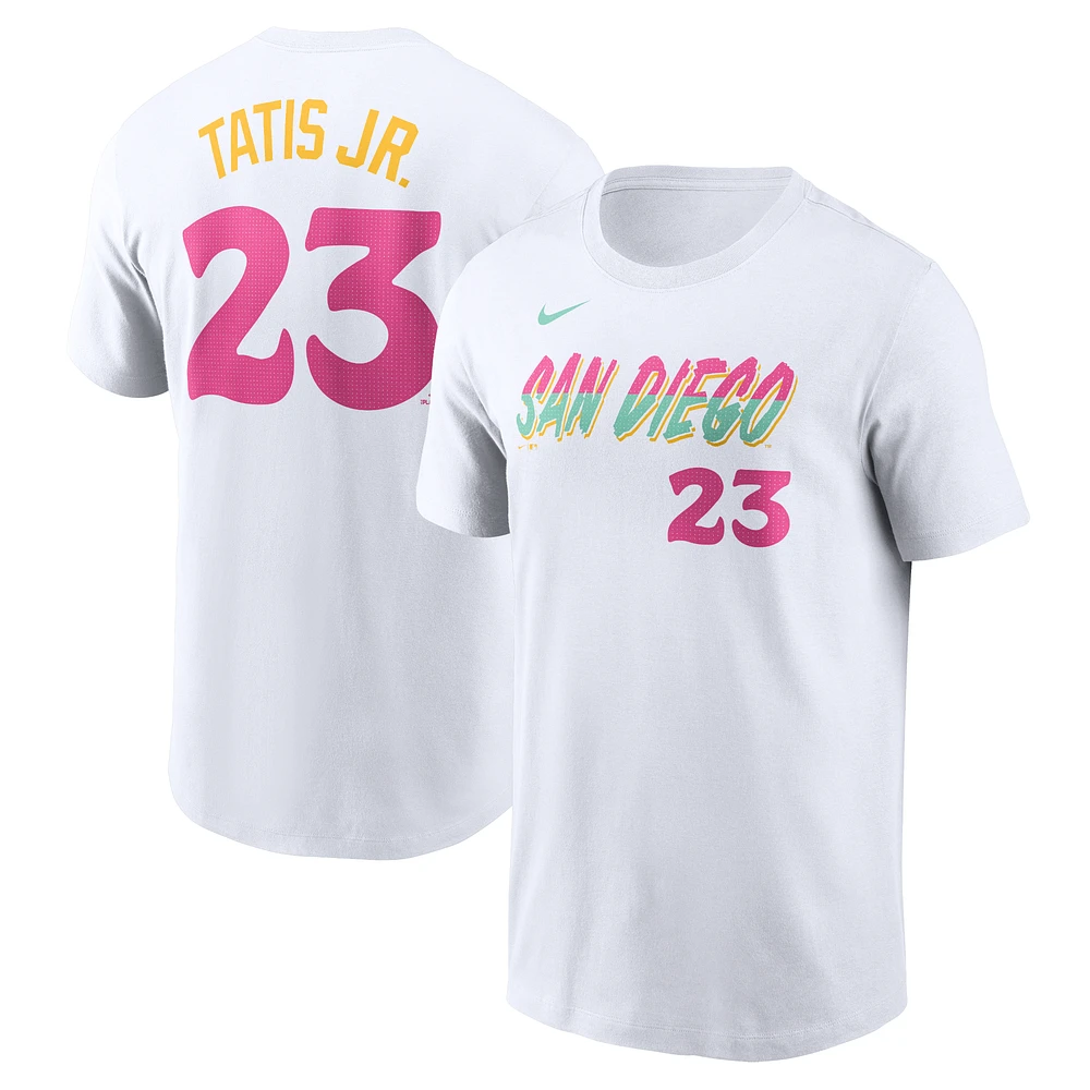 T-shirt Nike Fernando Tatis Jr. blanc San Diego Padres City Connect Fuse avec nom et numéro pour homme