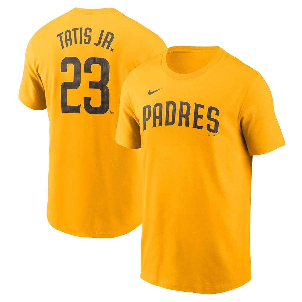 T-shirt avec nom et numéro Nike Fernando Tatis Jr. Gold San Diego Padres Fuse pour homme