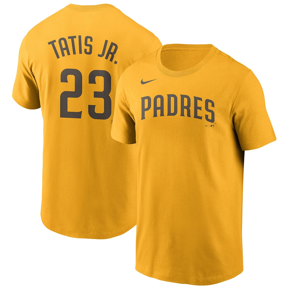 Men's Nike Fernando Tatis Jr. Gold San Diego Padres Name & Number T-Shirt