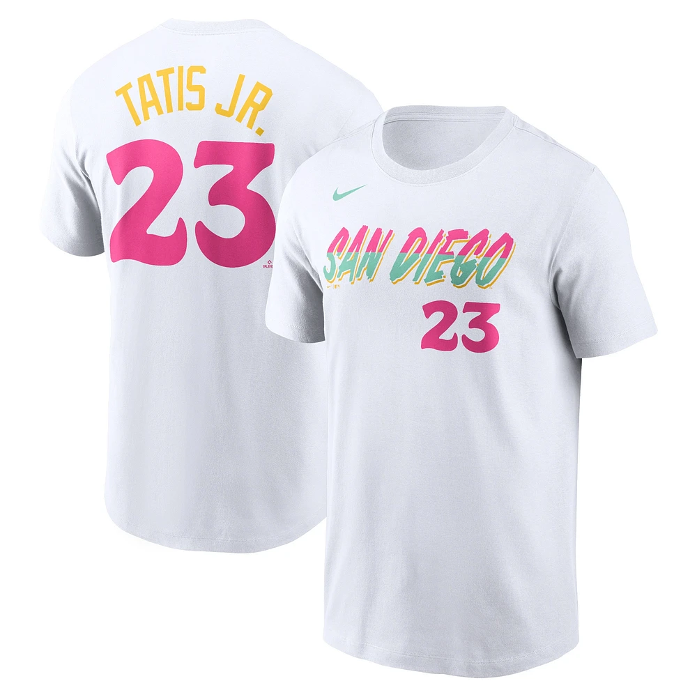 T-shirt Nike Fernando Tatis Jr. pour homme, blanc, avec nom et numéro City Connect des Padres de San Diego