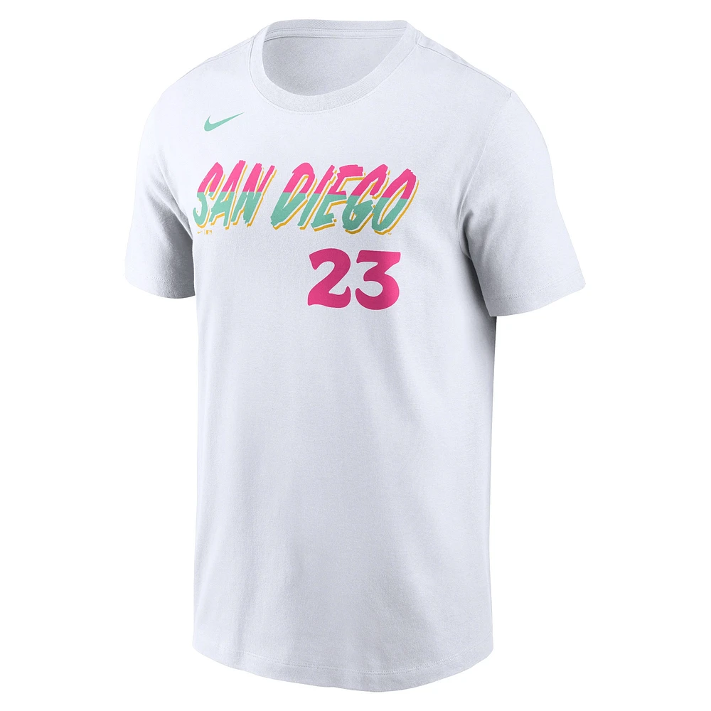 T-shirt Nike Fernando Tatis Jr. pour homme, blanc, avec nom et numéro City Connect des Padres de San Diego