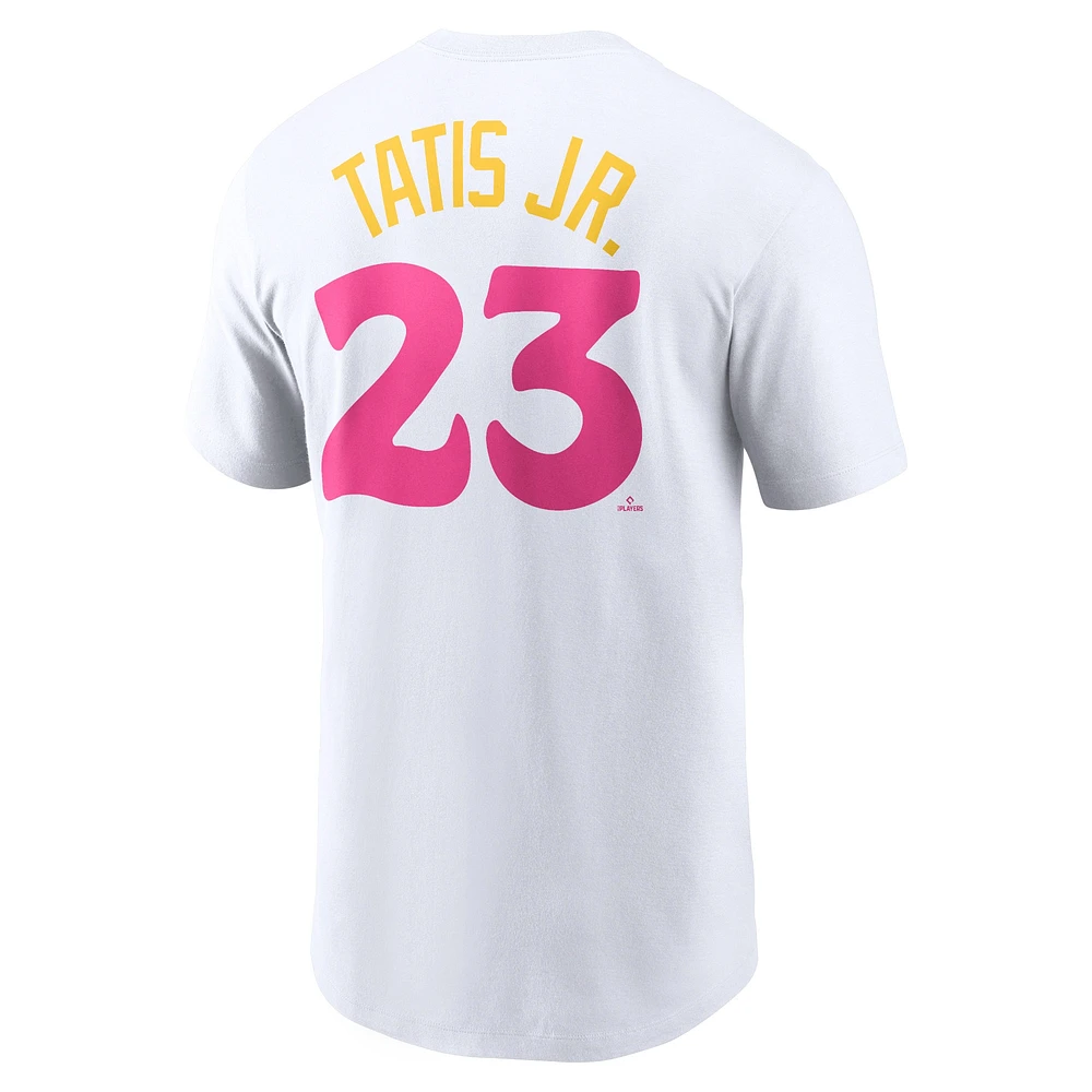 T-shirt Nike Fernando Tatis Jr. pour homme, blanc, avec nom et numéro City Connect des Padres de San Diego