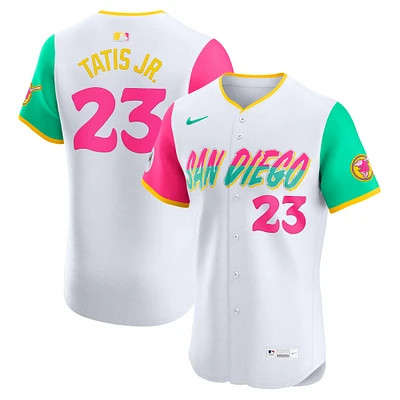 Maillot Nike Fernando Tatis Jr. blanc pour homme, San Diego Padres, City Connect, sponsor écusson Elite Player