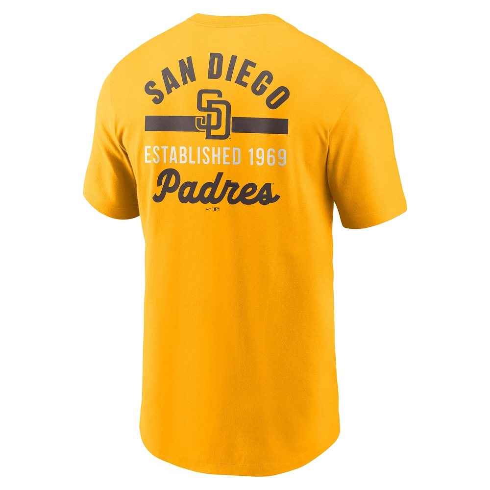 Men's Nike Gold San Diego Padres 2-Hit T-Shirt