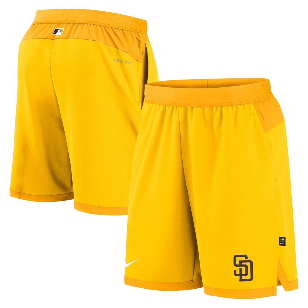 Men's Nike Gold San Diego Padres Authentic Collection Flex Vent Performance Shorts