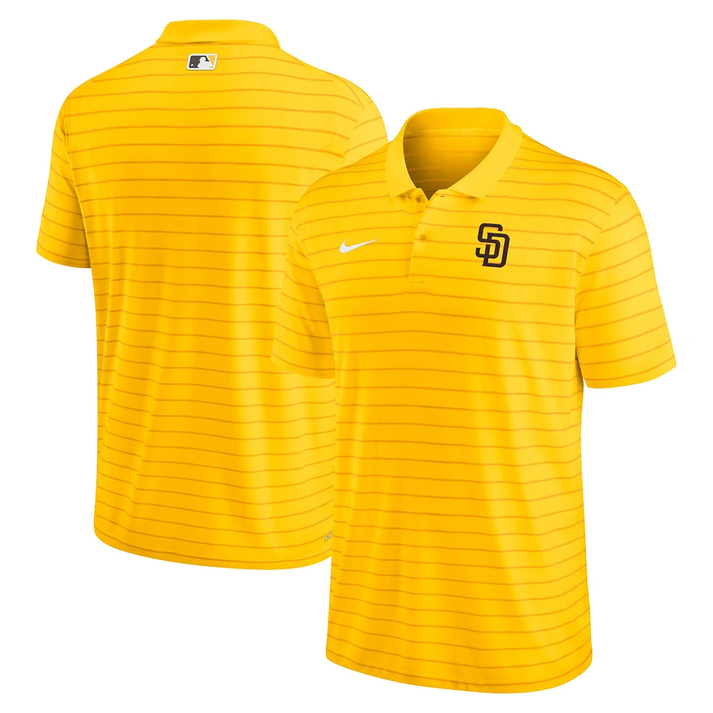 Men's Nike Gold San Diego Padres Authentic Collection Victory Striped Performance Polo