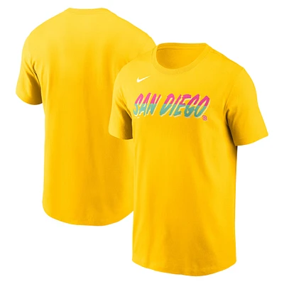 T-shirt Nike or San Diego Padres City Connect Wordmark pour homme