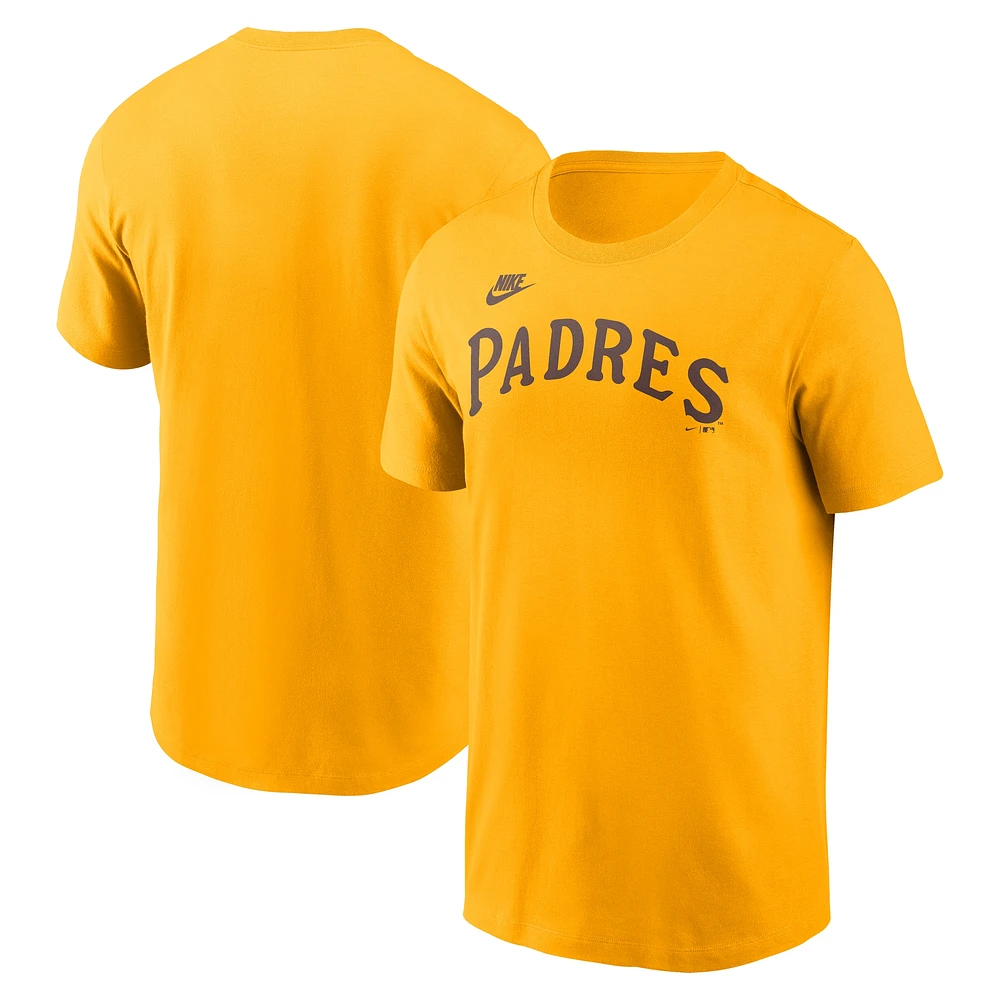 Men's Nike Gold San Diego Padres Cooperstown Wordmark T-Shirt