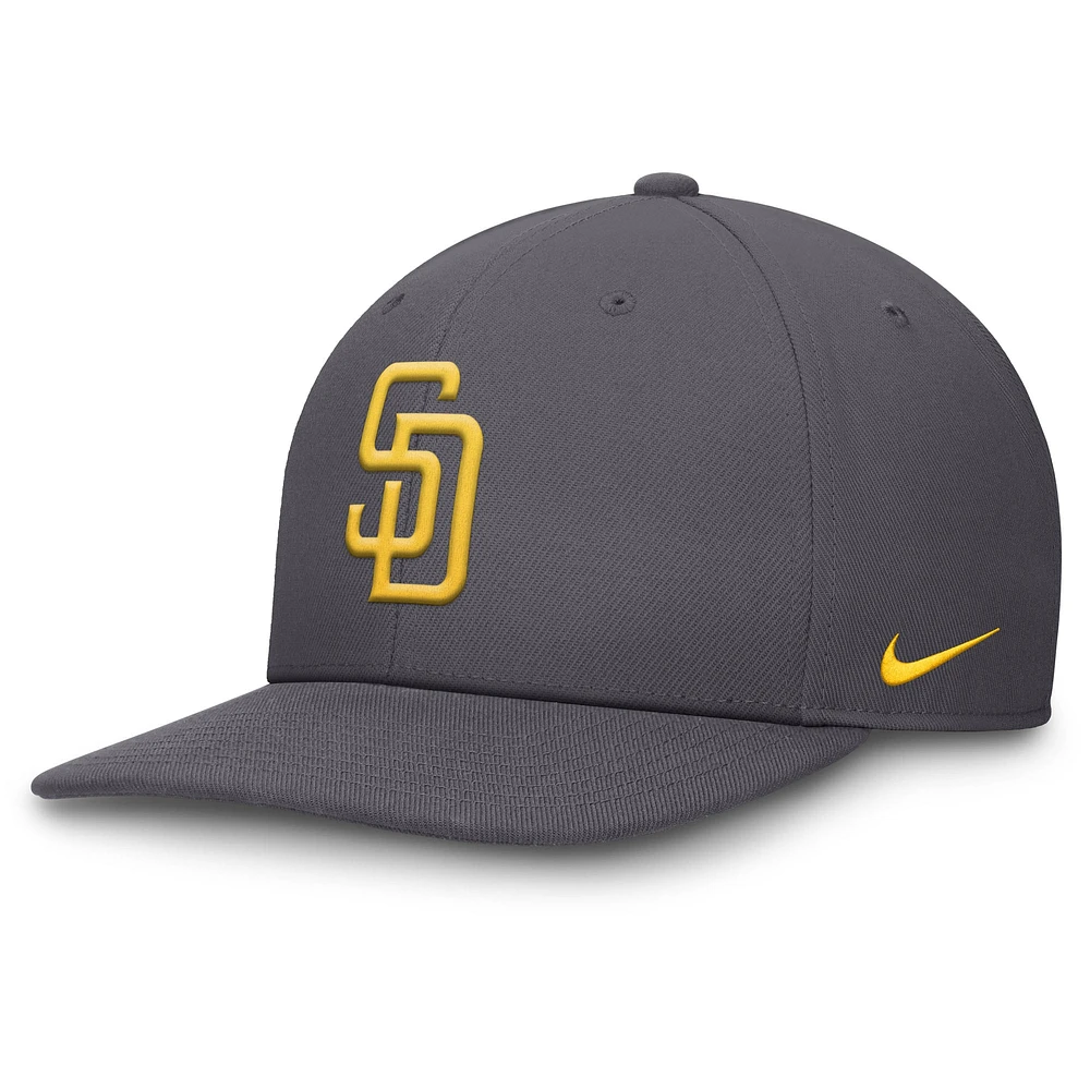 Casquette Snapback Nike Pro Performance grise pour homme des San Diego Padres