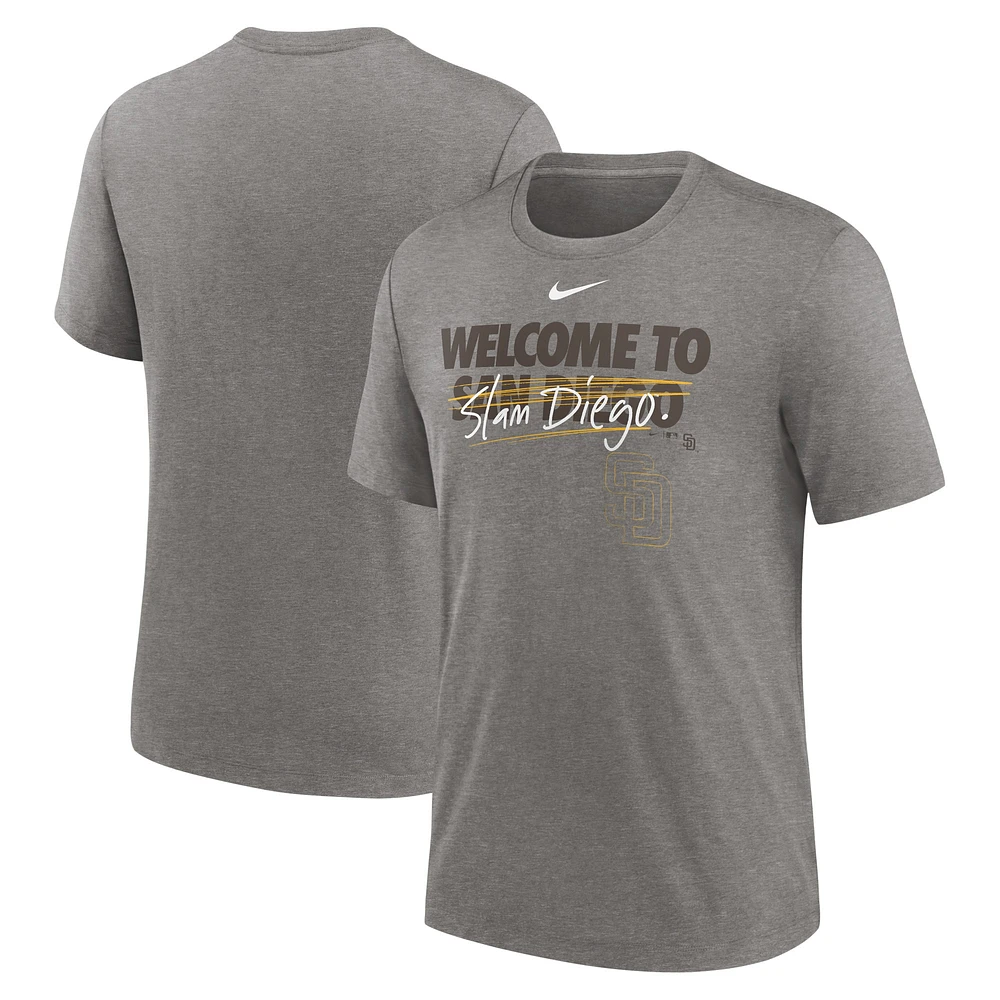 T-shirt à trois mélanges Nike Heather Charcoal San Diego Padres Home Spin pour homme