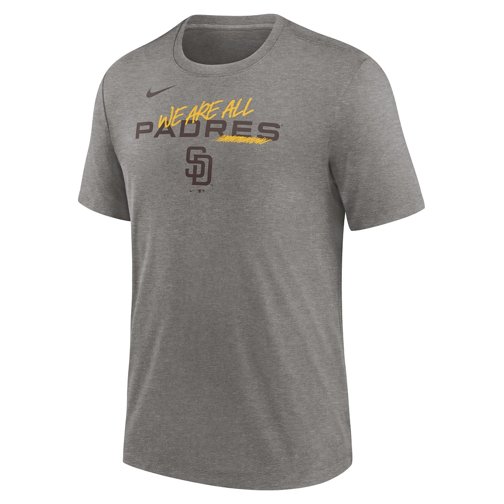 T-shirt à trois mélanges Nike Heather Charcoal San Diego Padres We Are All pour homme