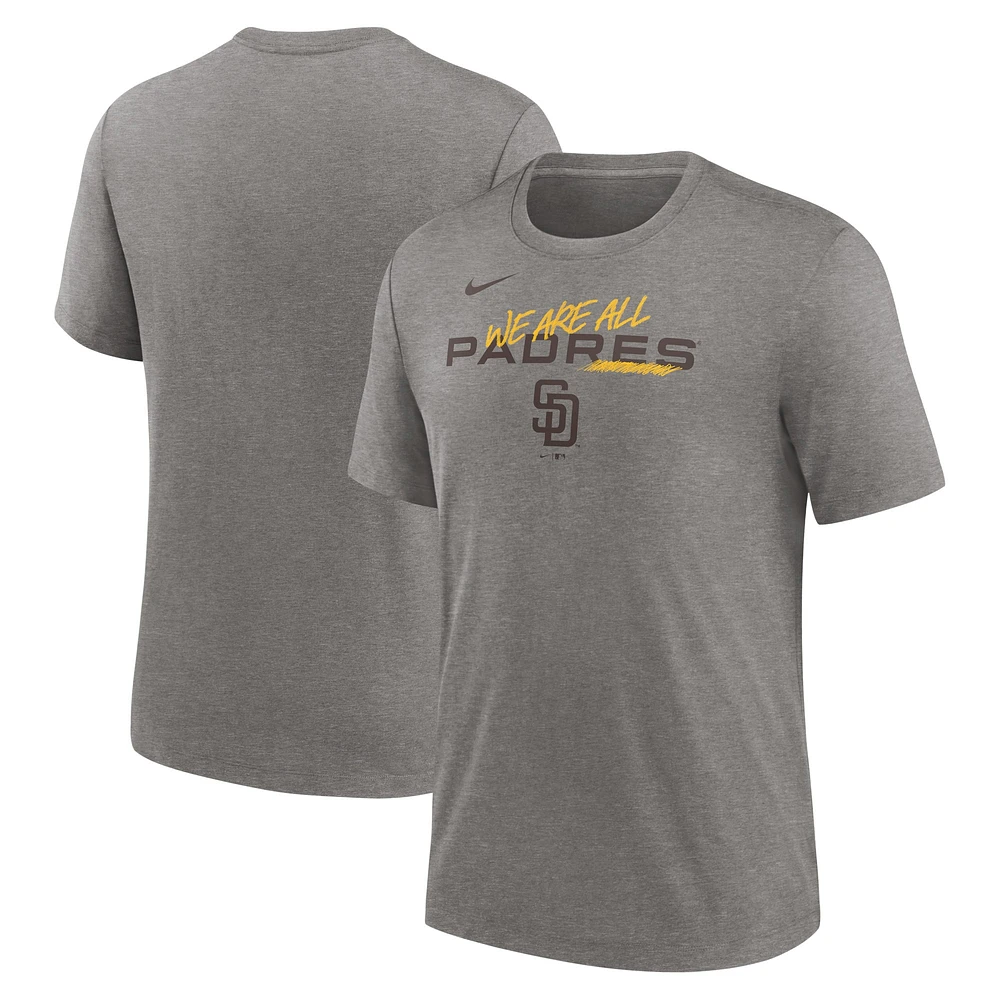 Men's Nike Heather Charcoal San Diego Padres We Are All Tri-Blend T-Shirt