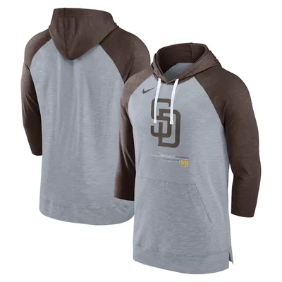 Sweat à capuche manches raglan 3/4 pour homme Nike Heather Gris/Heather Charcoal San Diego Padres Baseball