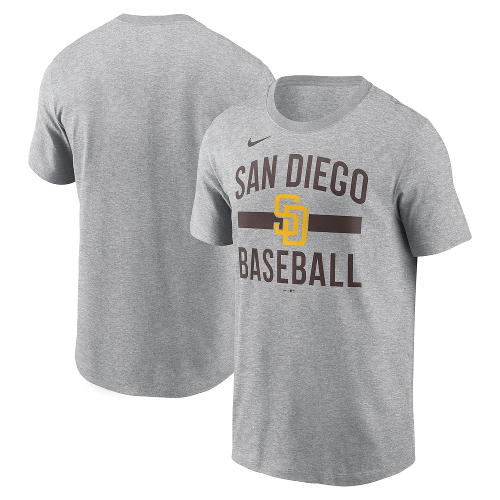 T-shirt arqué gris chiné Nike pour homme des Padres de San Diego