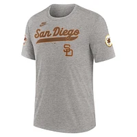 Men's Nike Heather Gray San Diego Padres Cooperstown Collection Eras Tri-Blend T-Shirt