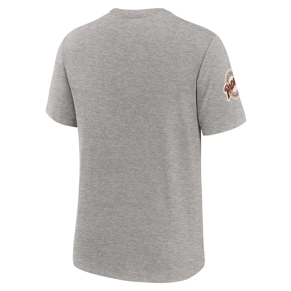 Men's Nike Heather Gray San Diego Padres Cooperstown Collection Eras Tri-Blend T-Shirt