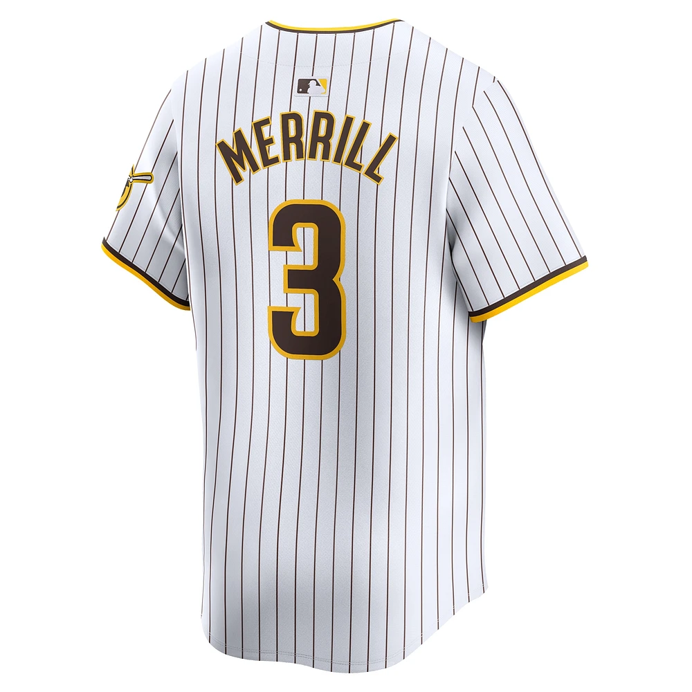 maillot Nike Jackson Merrill pour hommes, blanc, San Diego Padres Home Limited, limité