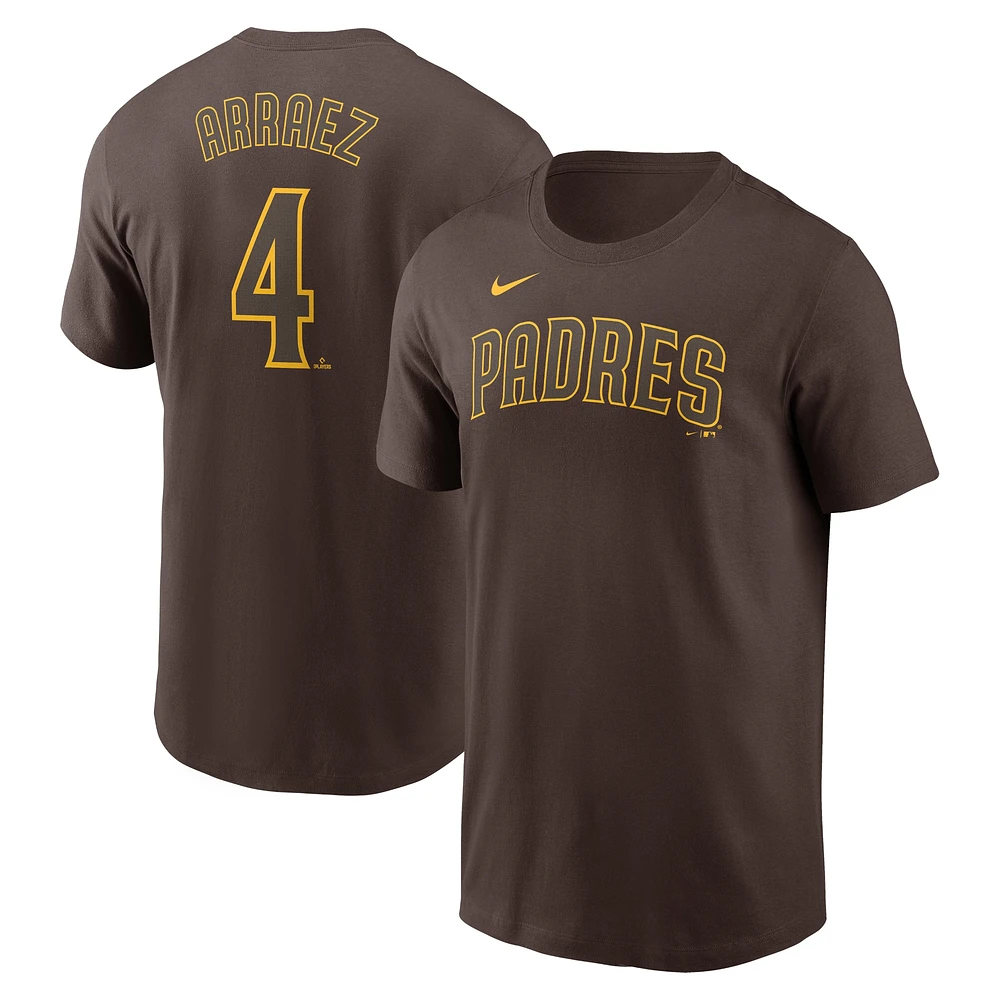 T-shirt avec nom et numéro Nike Luis Arraez pour hommes, San Diego Padres Fuse, marron