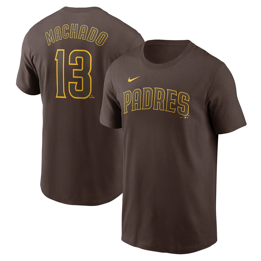 T-shirt Nike pour homme avec nom et numéro Manny Machado Brown des San Diego Padres Fuse