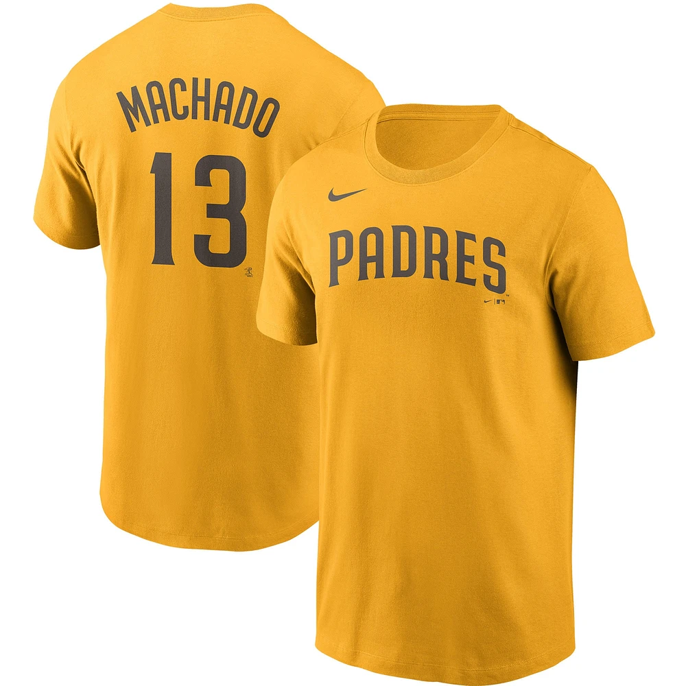 Men's Nike Manny Machado Gold San Diego Padres Name & Number T-Shirt