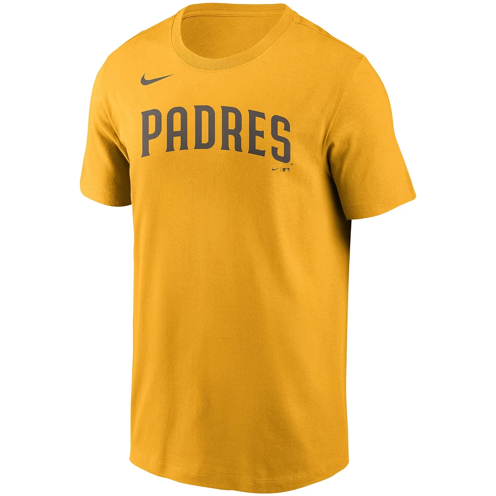 Men's Nike Manny Machado Gold San Diego Padres Name & Number T-Shirt