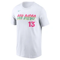 T-shirt avec nom et numéro Nike Manny Machado pour homme, blanc, San Diego Padres City Connect