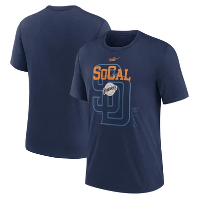 Men's Nike  Navy San Diego Padres Rewind Retro Tri-Blend T-Shirt