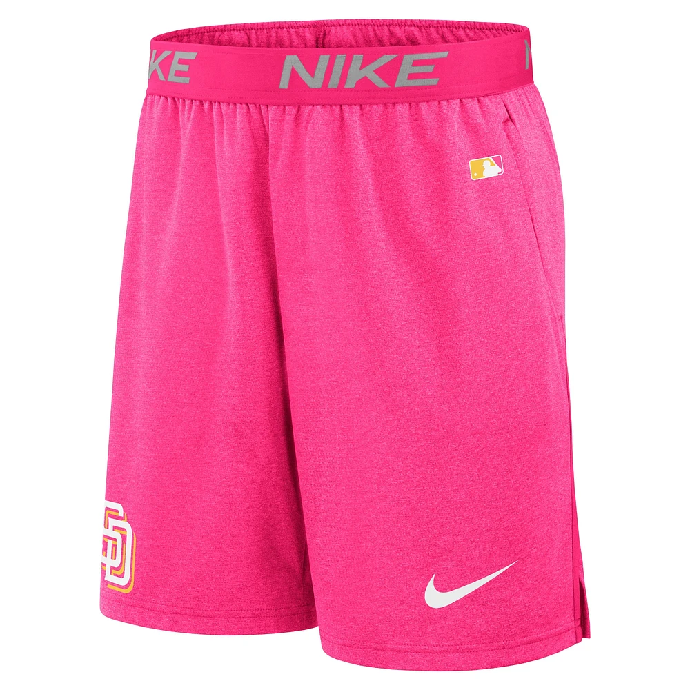 Short d'entraînement de performance Nike Rose San Diego Padres City Connect Authentic Collection pour homme