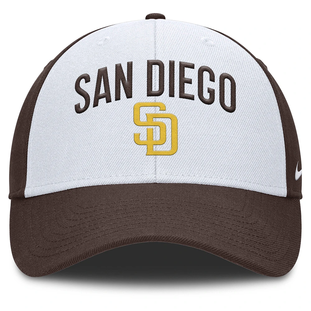 Casquette ajustable Nike blanche/marron San Diego Padres Club Performance pour homme