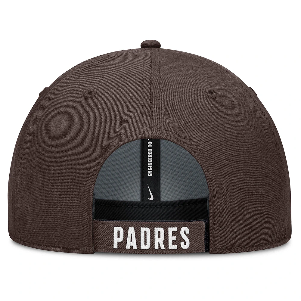 Casquette ajustable Nike blanche/marron San Diego Padres Club Performance pour homme