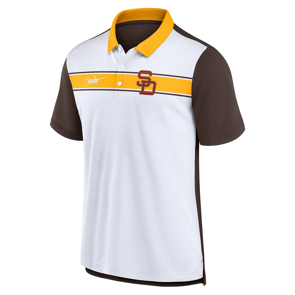 Polo Nike San Diego Padres Rewind Stripe pour Homme Blanc/Marron