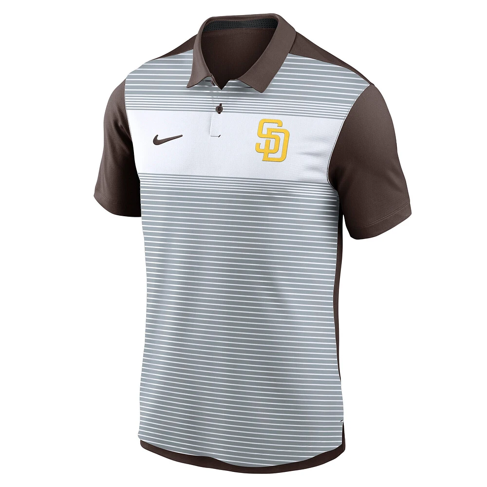 Men's Nike White/Brown San Diego Padres Vapor Striped Performance Polo