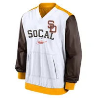 Men's Nike White/Gold San Diego Padres Rewind Warmup V-Neck Pullover Jacket