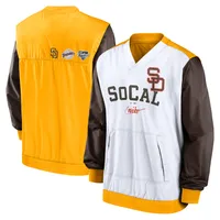 Nike San Diego Padres Rewind Warmup V-Neck Pullover pour Homme Blanc/Or