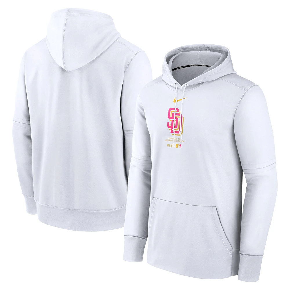 Sweat à capuche Nike San Diego Padres Authentic Collection City Connect Performance pour homme, blanc