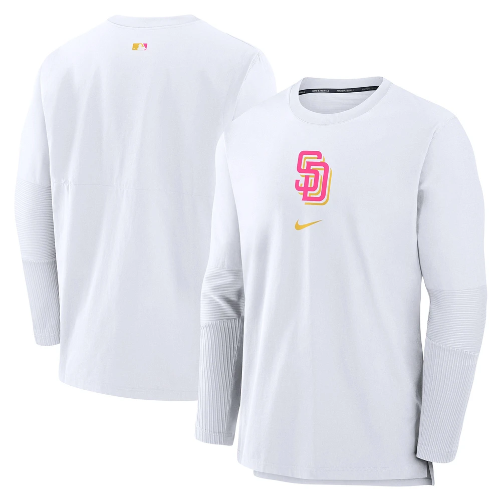 Veste à enfiler Nike San Diego Padres Authentic Collection City Connect Player Tri-Blend Performance pour homme, blanche