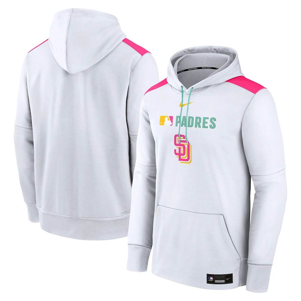 Men's Nike  White San Diego Padres Authentic Collection City Connect Therma Pullover Hoodie