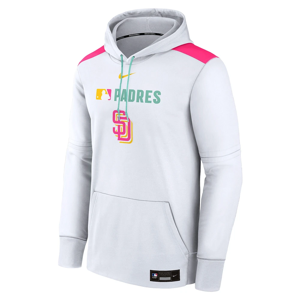 Men's Nike  White San Diego Padres Authentic Collection City Connect Therma Pullover Hoodie