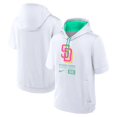 Sweat à capuche Nike San Diego Padres City Connect Color Block manches courtes pour homme, blanc