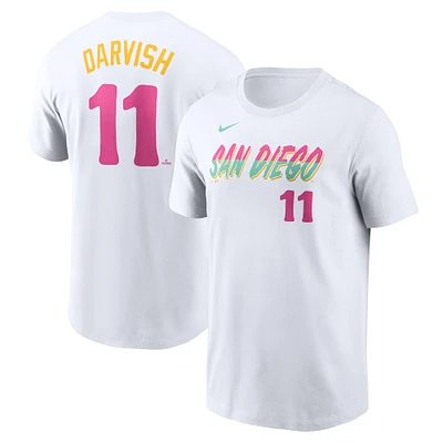 T-shirt Nike Yu Darvish blanc pour homme avec nom et numéro Fuse City Connect des Padres de San Diego