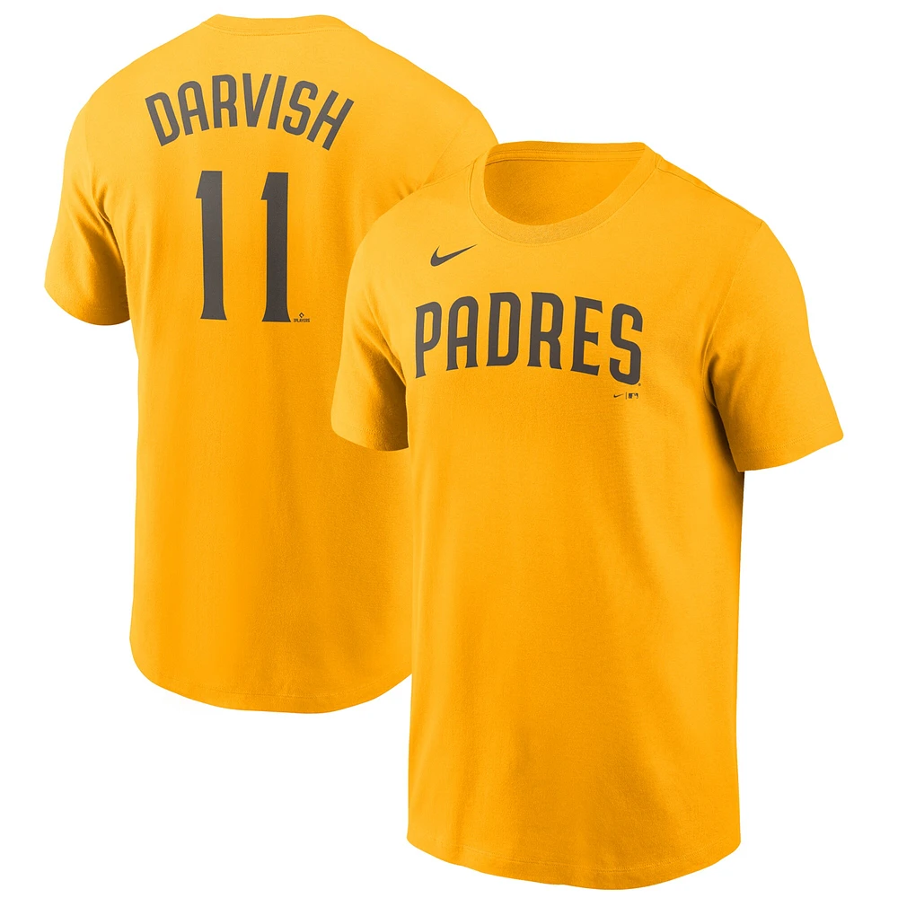 Men's Nike Yu Darvish Gold San Diego Padres Name & Number T-Shirt