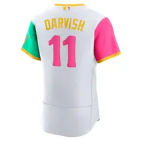 Mens NIKE San Diego Padres YU DARVISH Sewn JERSEY White P/S –