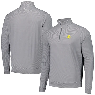 Men's Peter Millar Black San Diego Padres Perth Sugar Stripe Performance Quarter-Zip Top